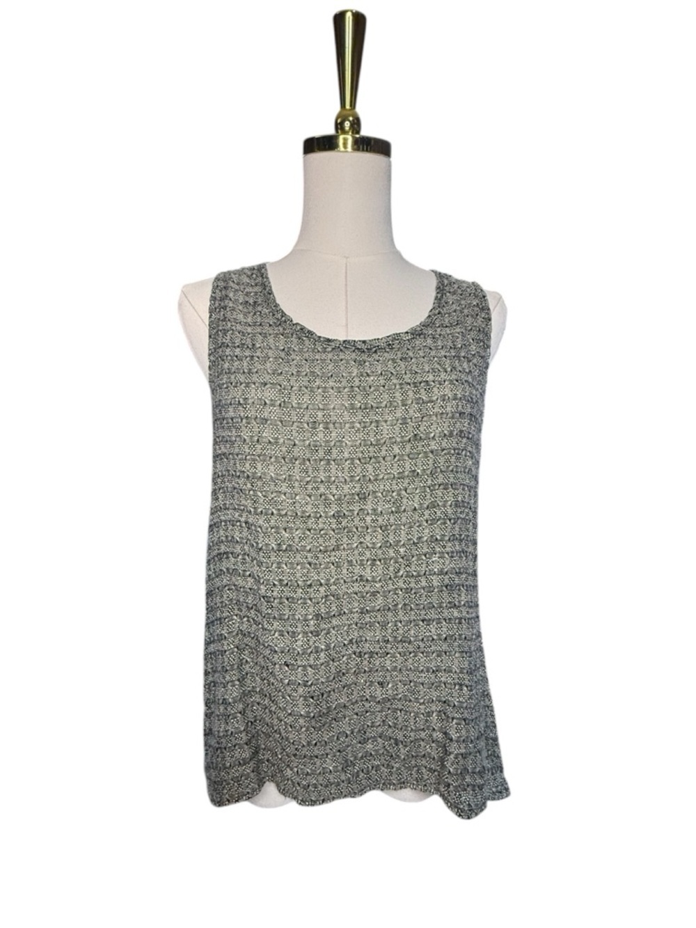 Flax Women’s Sleeveless Linen Woven Top Black and Cream Size S